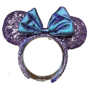 Disney Purple Minnie Mouse Bow Sequins Potion Iridescent Headband Ears NWT 2